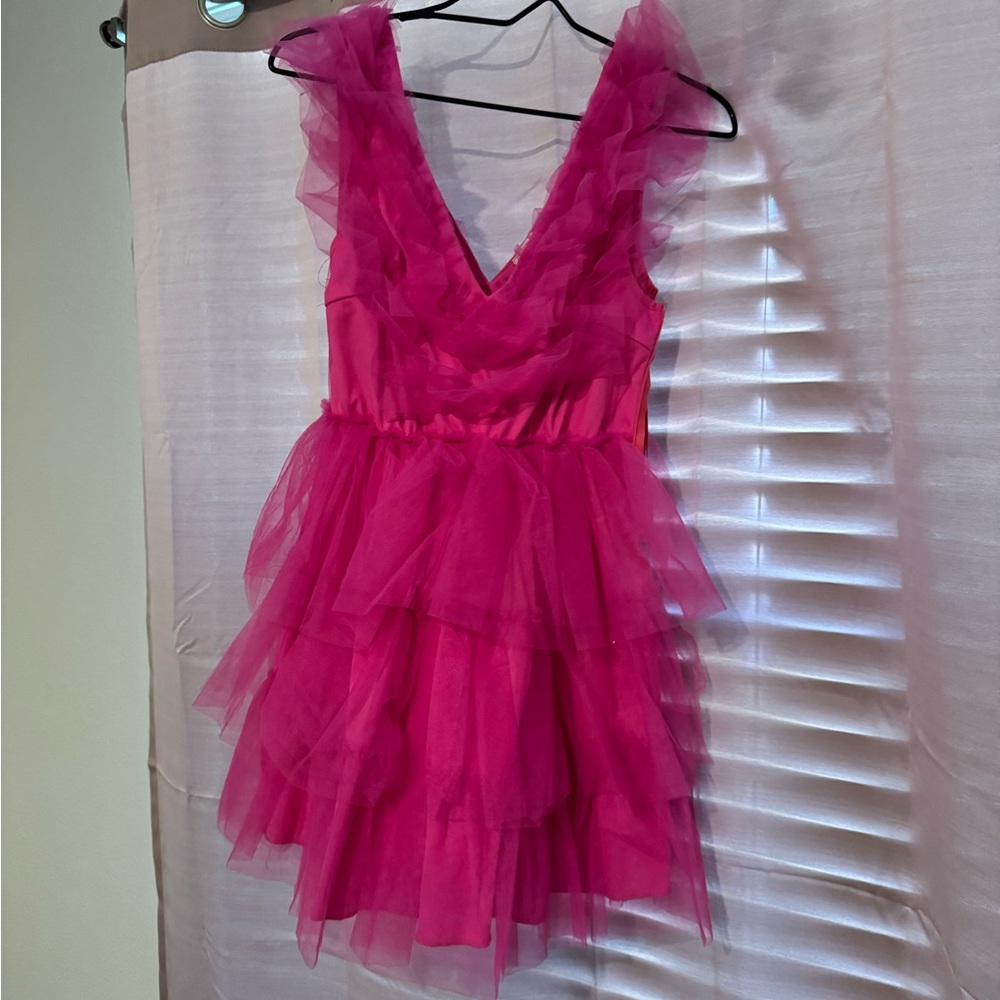 Vibrant Pink Layered Tulle Dress